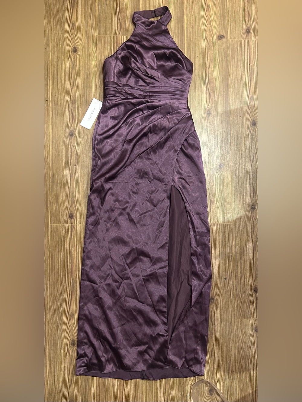 NWT AZAZIE Elegant High-Neck Purple Evening Gown